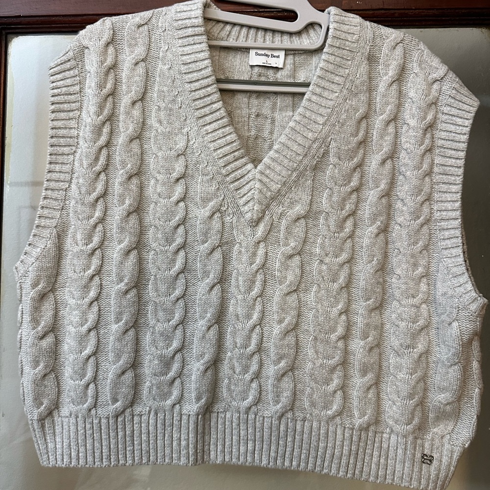 Sunday Best Cable Knit Sweater Vest in Gray